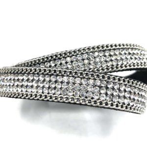 Vieste Black, Silver and Rhinestone Wrap Around Bracelet